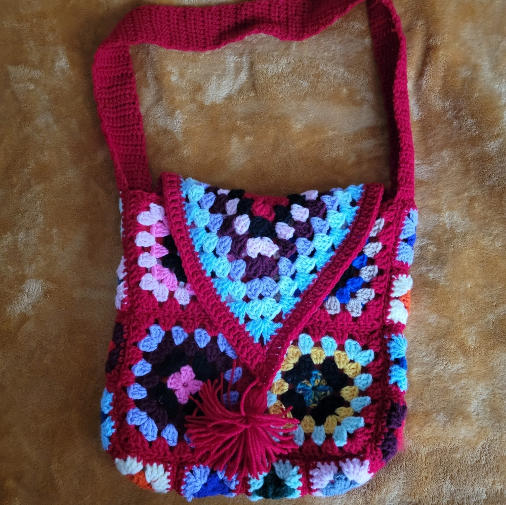 Handmade knitted crochet bag